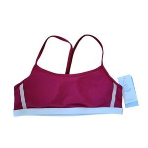 Jonny Was Calme Endurance Sports Bra Crossbody Size L Red Removable Pads